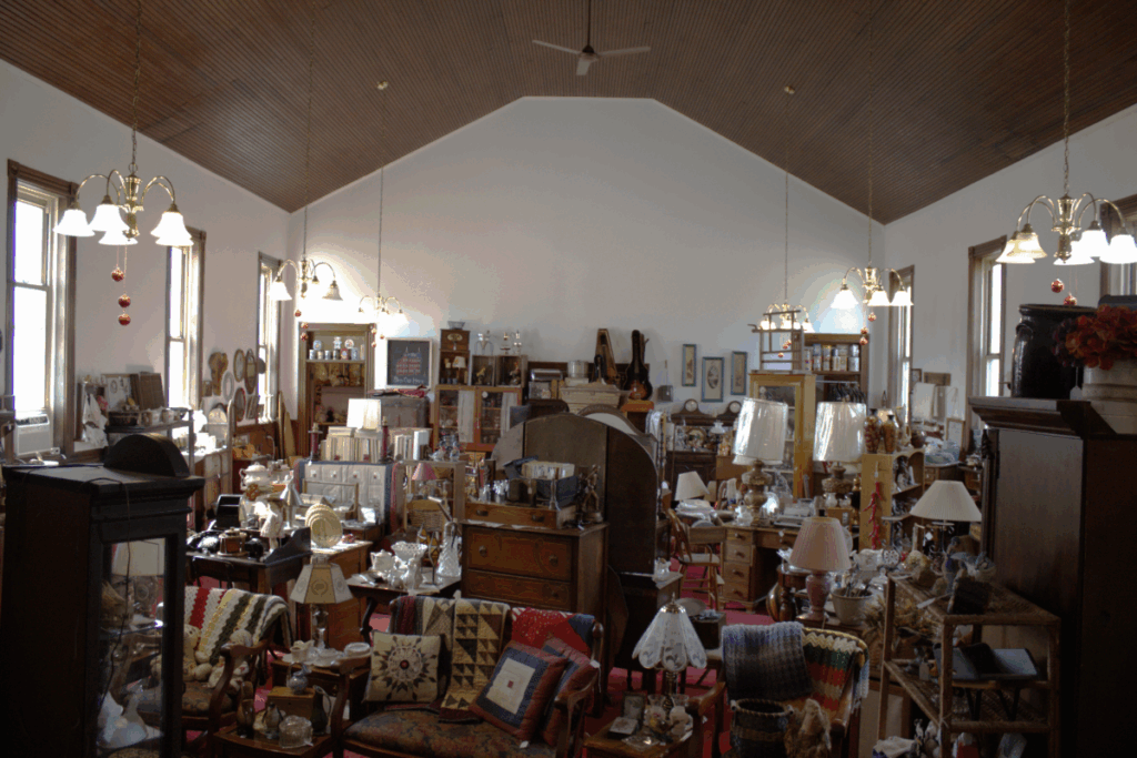 Interior shot of an antique store in New Bethlehem, PA