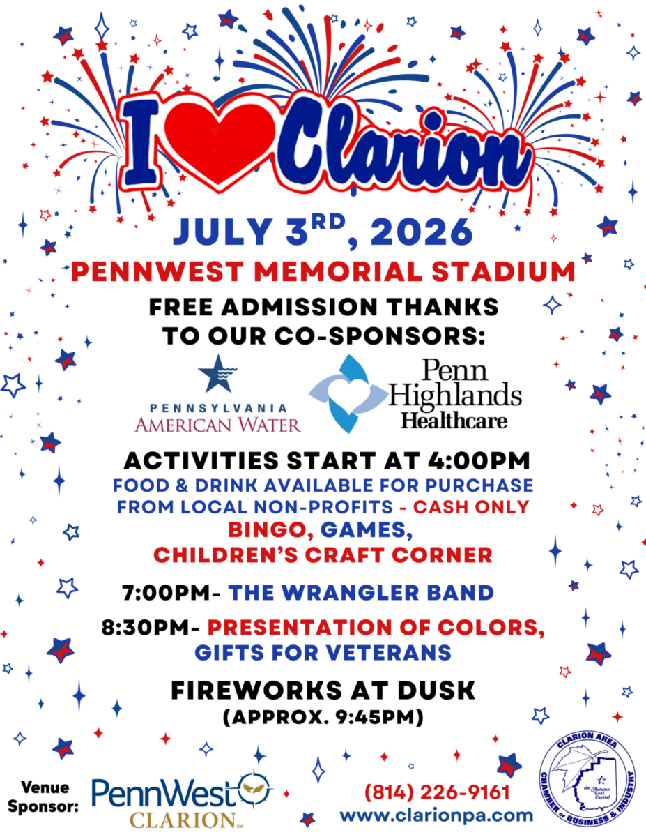 Poster for I Love Clarion 4th of July celebration