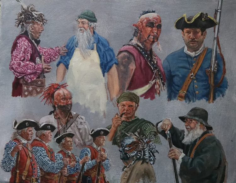 a variety of personas as painted portraits for the cook forest state park living history weekend